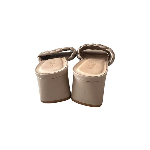 ABLE Beige Braided Leather Heels Sandals Size 9.5 - Picture 7 of 8